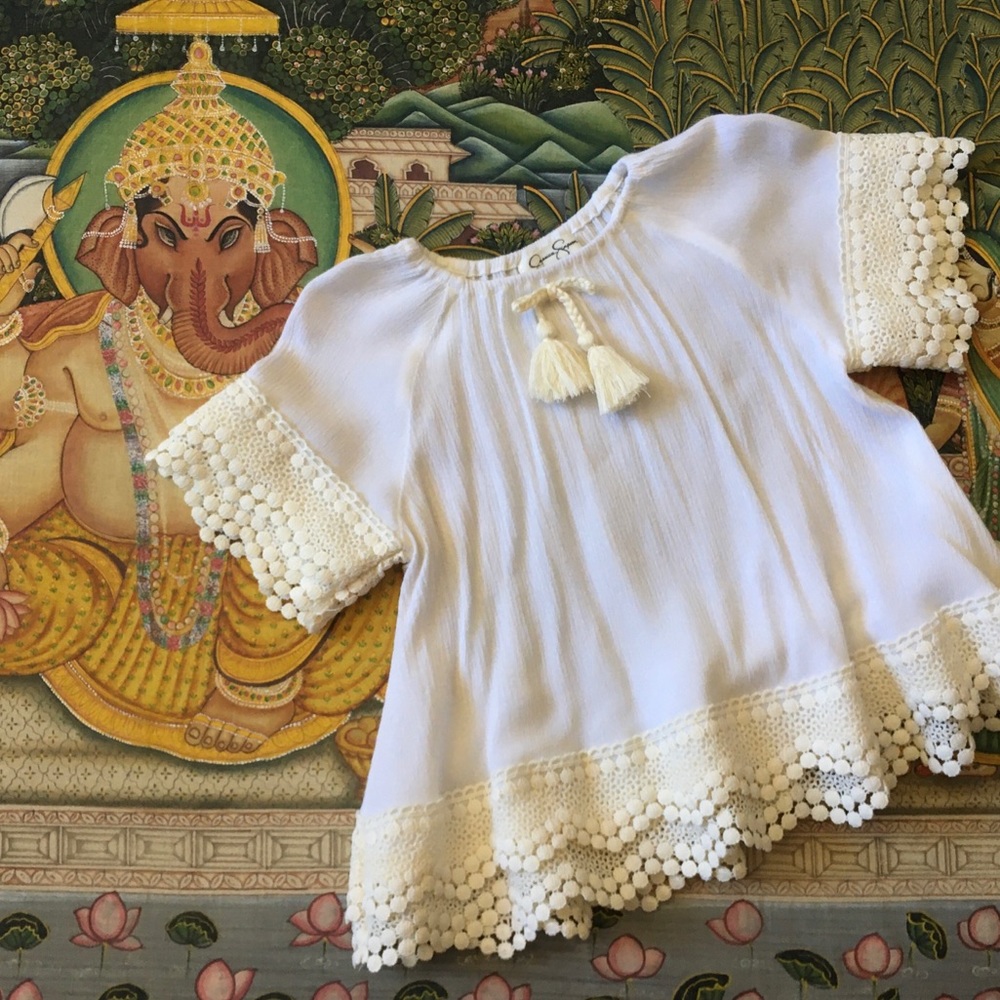 Little Boho Flutter Top with Lacey Trim